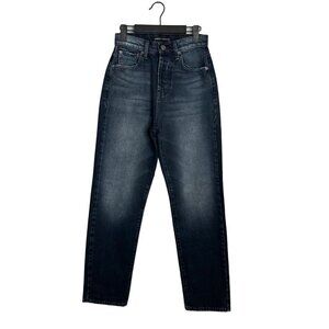 NWOT Modern American High Rise Straight Leg Button Fly‎ Jeans Dark Faded 25